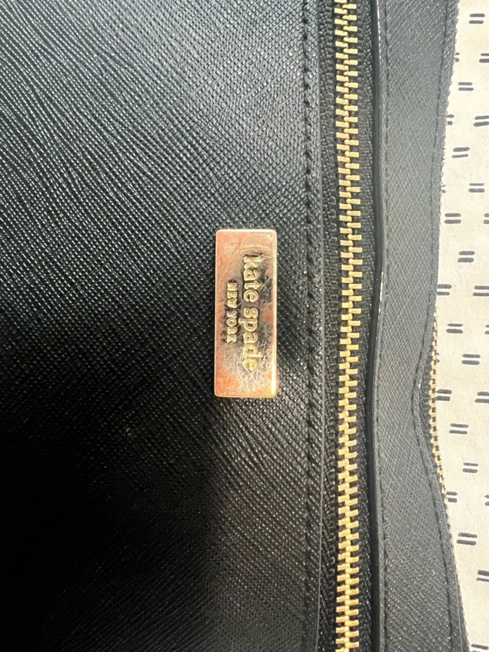 kate spade Black Saffiano Leather Wristlet Clutch with Gold Hardware